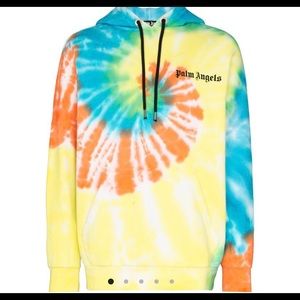 Palm angels logo print tie dye hoodie worn twice